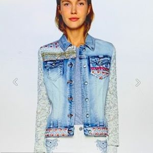 ✨New! Disney Desigual Mickey Embroidered Jean Jacket